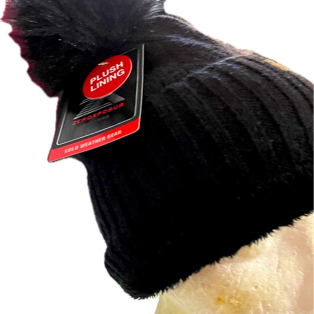 Women’s Plush beanie hat, zero exposure, cold weather gear plus a lining black